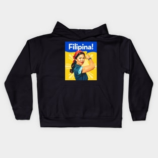 Strong Women, Filipino American Filipina Rosie the Riviter Kids Hoodie